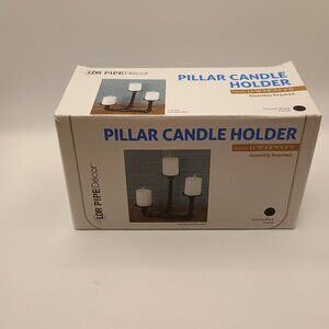 Black Pipe Pillar 3 Candle Holder New In Box
